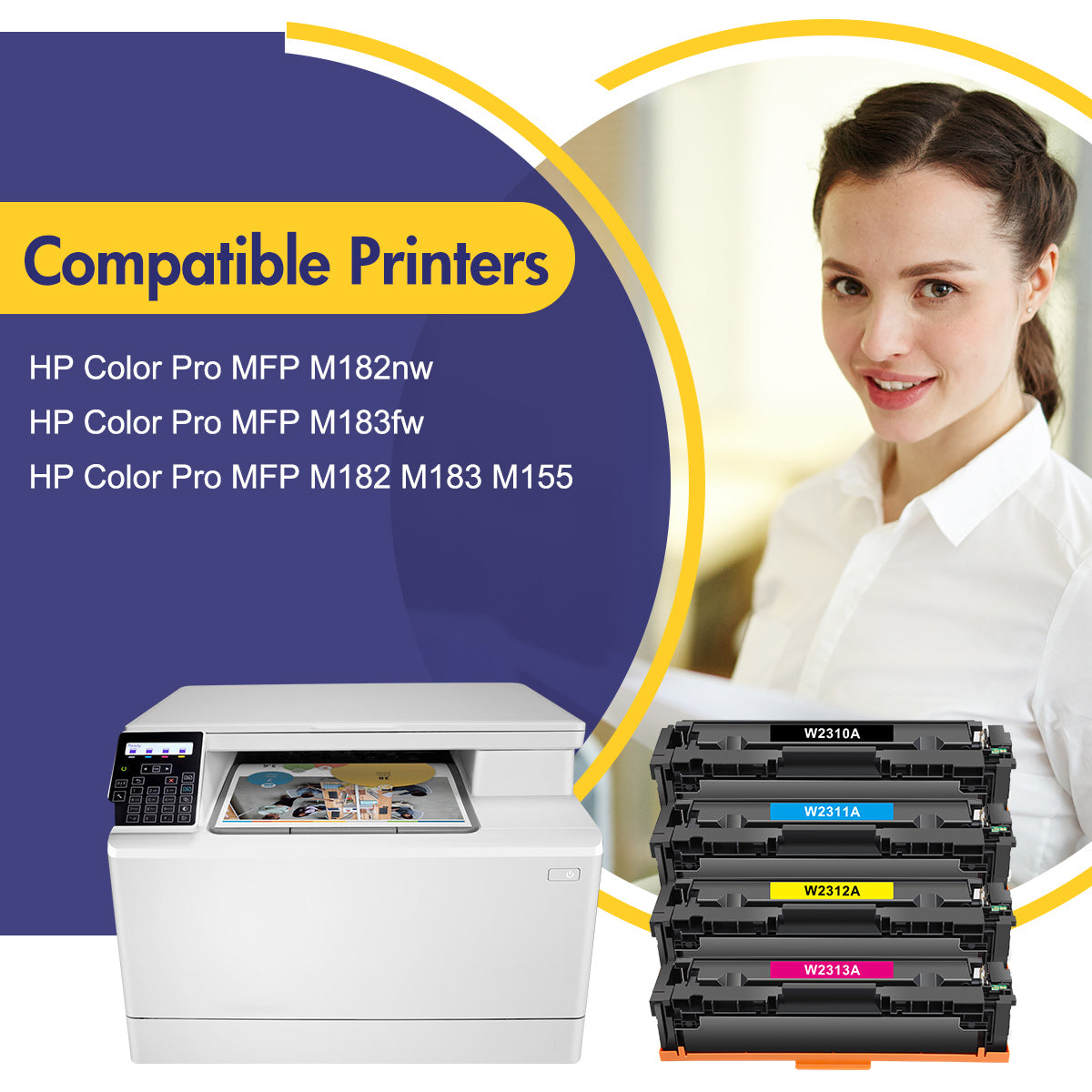 HP Compatible W2310A/W2311A/W2312A/W2313A Toner Cartridge 4-Pack Combo