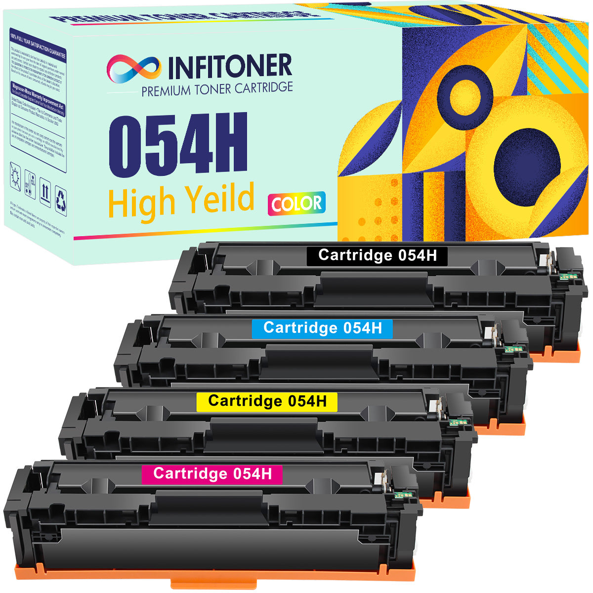 Canon Compatible 054XK/054XC/054XY/054XM Toner Cartridge 4-Pack Combo