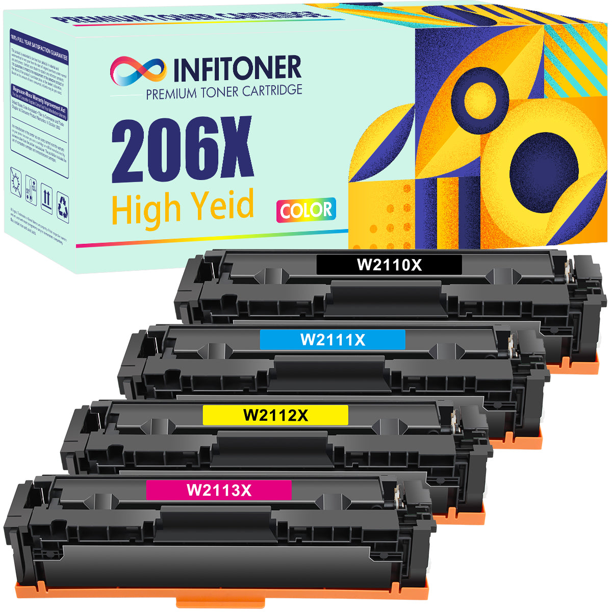 HP Compatible W2110X/W2111X/W2112X/W21103X Toner Cartridge 4-Pack Combo