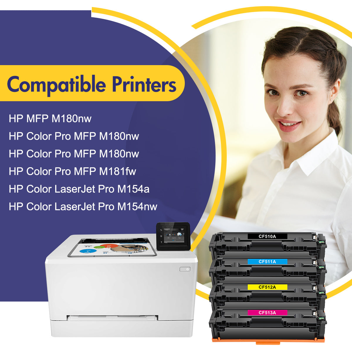 HP Compatible CF510A/CF511A/CF512A/CF513A Toner Cartridge 4-Pack Combo