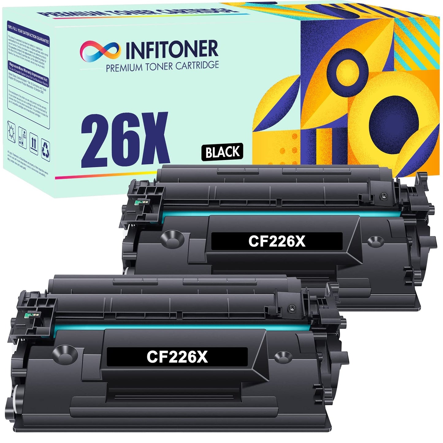 26X CF226X Toner Cartridge 2-Pack Replacement for 26X CF226X Black Toner Cartridge for Pro M402N M402DN M402DW MFP M426FDW M426FDN M426DW Series Printer